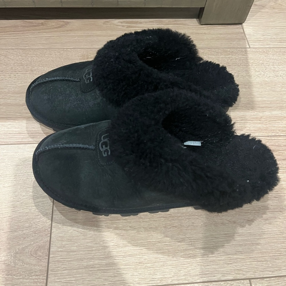 UGG Women's Black Plush Slippers